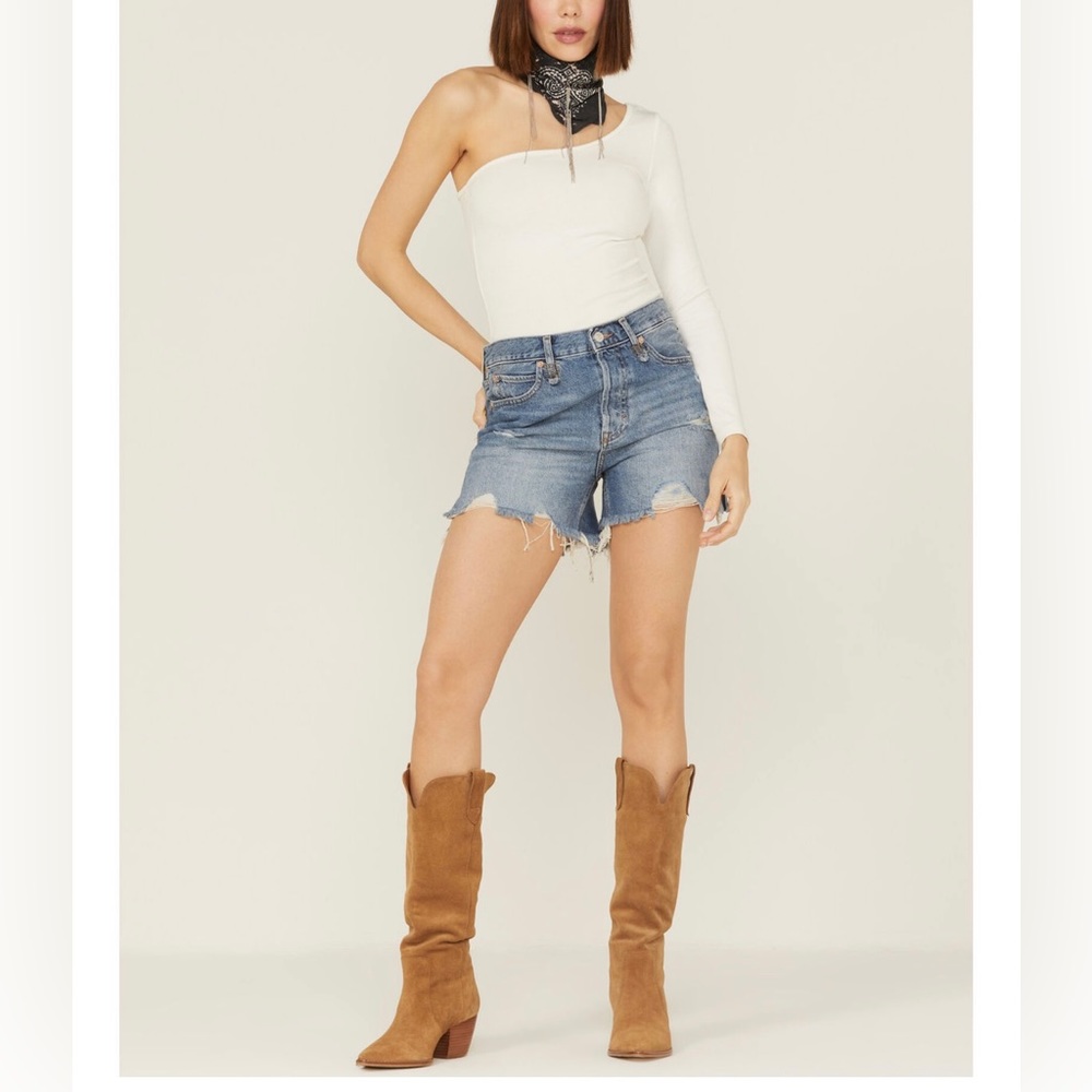 Free People Makai Twist & Shout Women’s Hi Rise Blue Denim Shorts Sz 31 NWT
